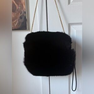 Elegant Vintage Black  Genuine Fur Muff